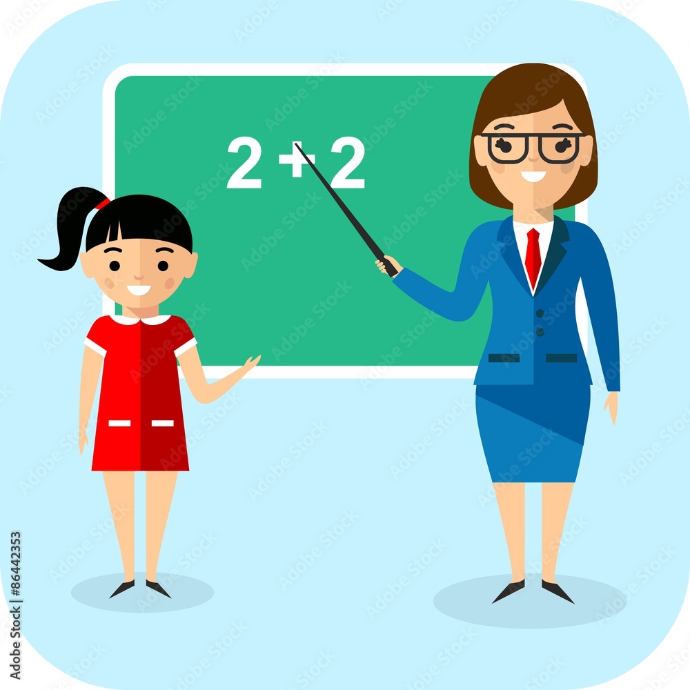 Learning concept with pupil and teacher near school board
Learning concept with pupil and teacher near school board