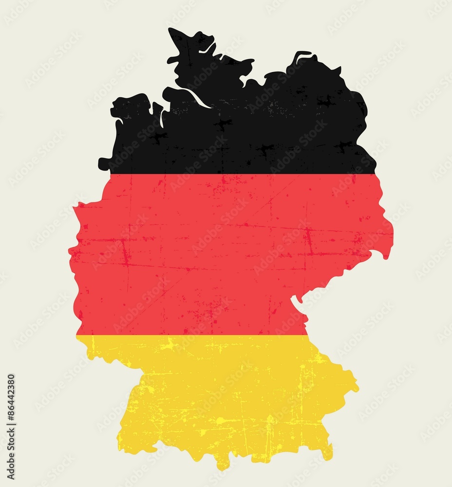 Fototapeta premium German MAP WITH FLAG IN OLD LOOKING WAY- grunge looking poster