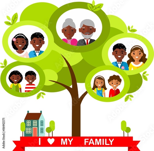  Vector concept of african american family tree

