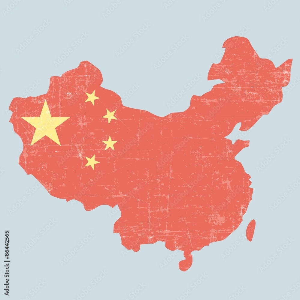 Naklejka premium CHINA VINTAGE MAP-OLD LOOKING POSTER