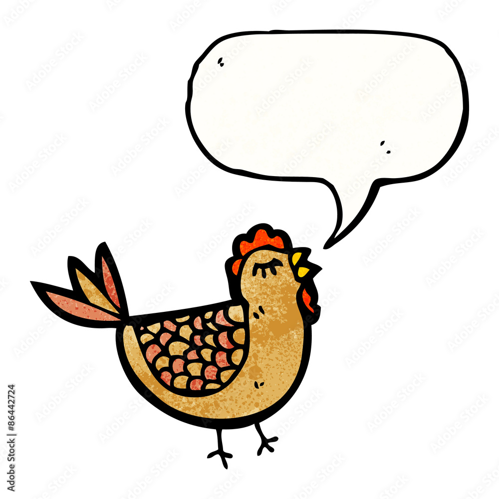 chicken with speech bubble cartoon