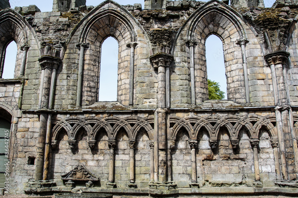 Ruins of the Holyrood Abbey in Edinburgh, Scotland, United Kingdom