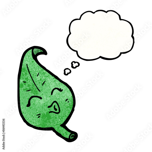 cartoon leaf wtih thought bubble