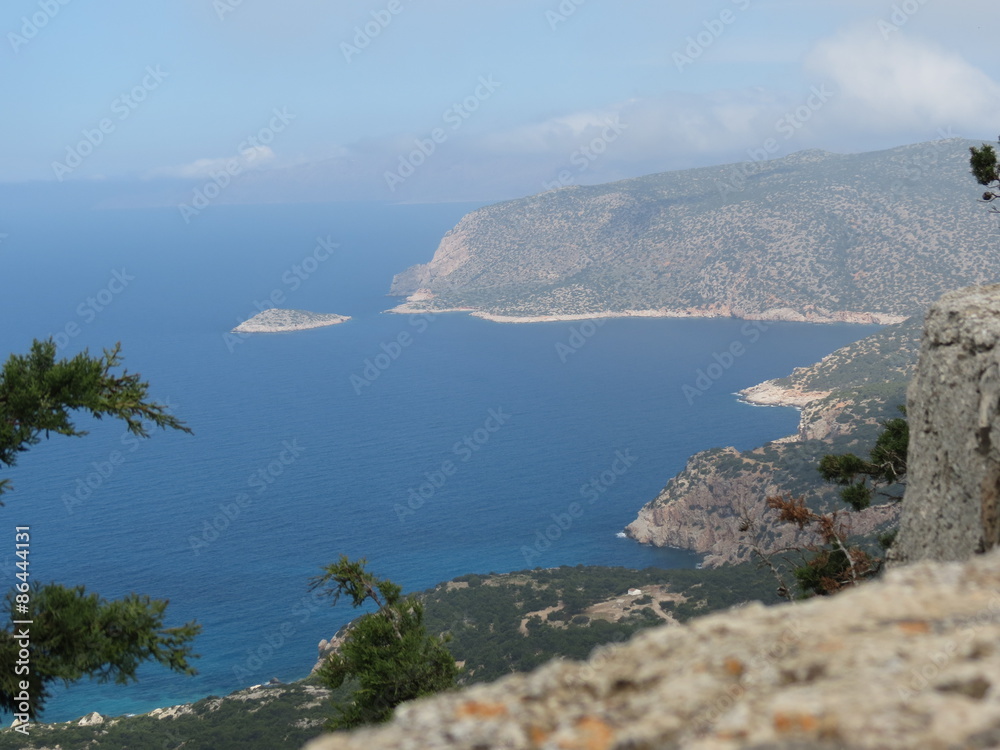 Grèce - Ile de Rhodes - La côte vue du chateau de Monolithos