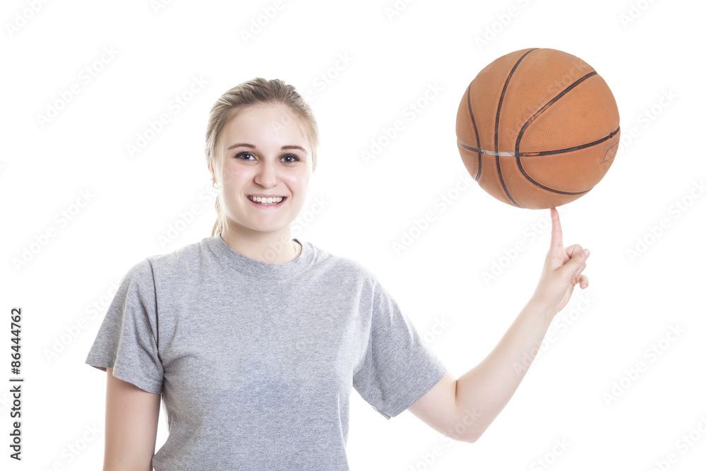Portrait of a teen with basket ball