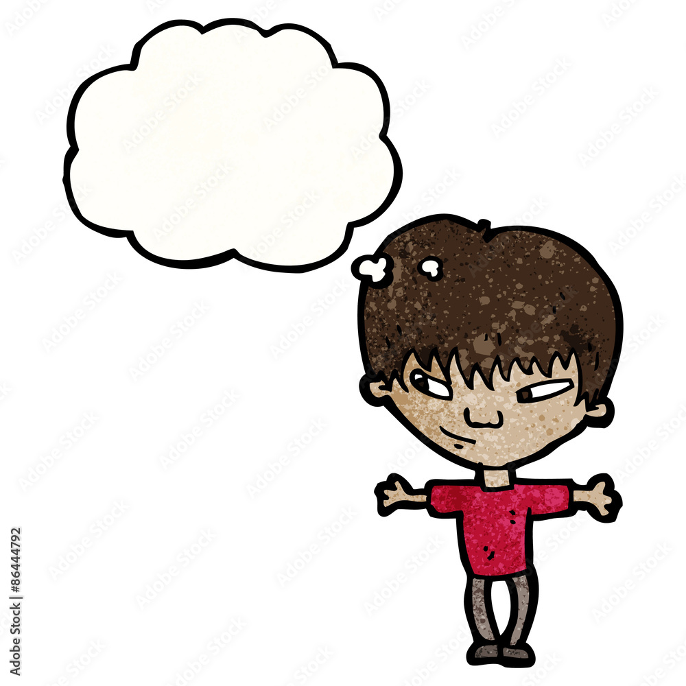 clever cartoon boy thinking, clever cartoon boy thinking,