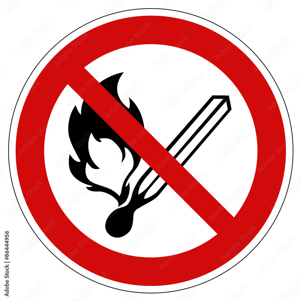 Verbotszeichen keine offene Flamme nach ASR 1.3 P003 Verbotszeichen keine offene Flamme nach ASR 1.3 P003
