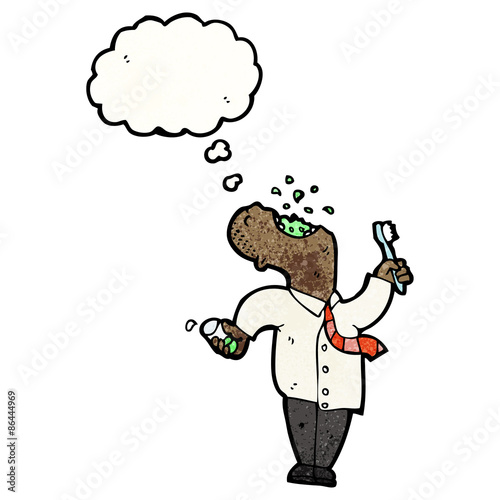 cartoon man gargling mouthwash
