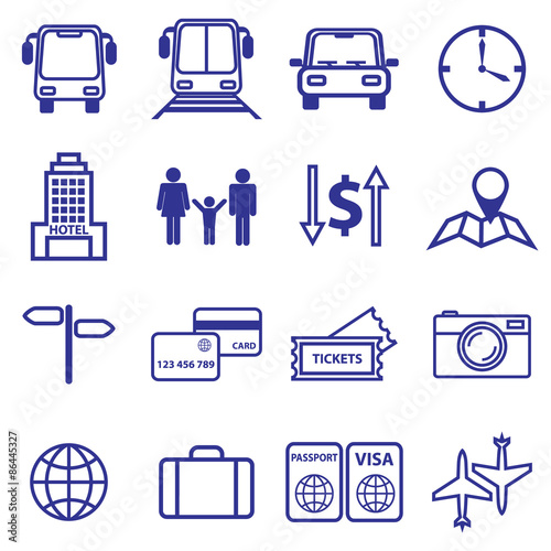 Travel and vacation line icons set. Vector illustration of