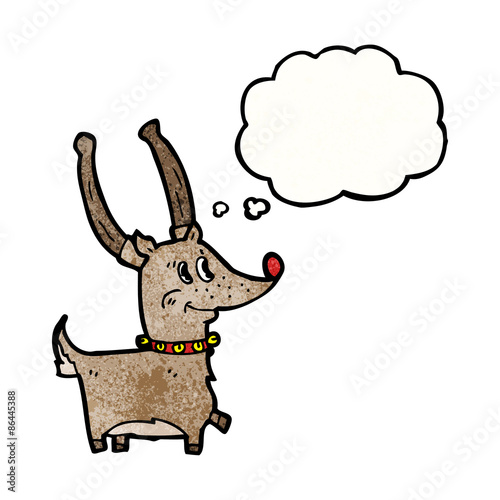 cartoon reindeer with thought bubble