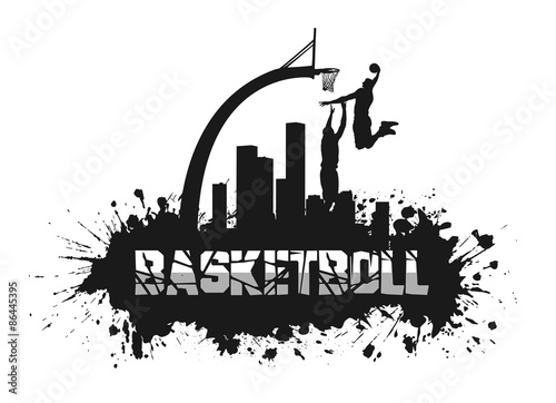 basketball match on grunge background