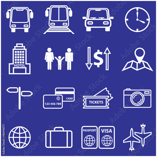 Travel and vacation line icons set. Vector illustration of
