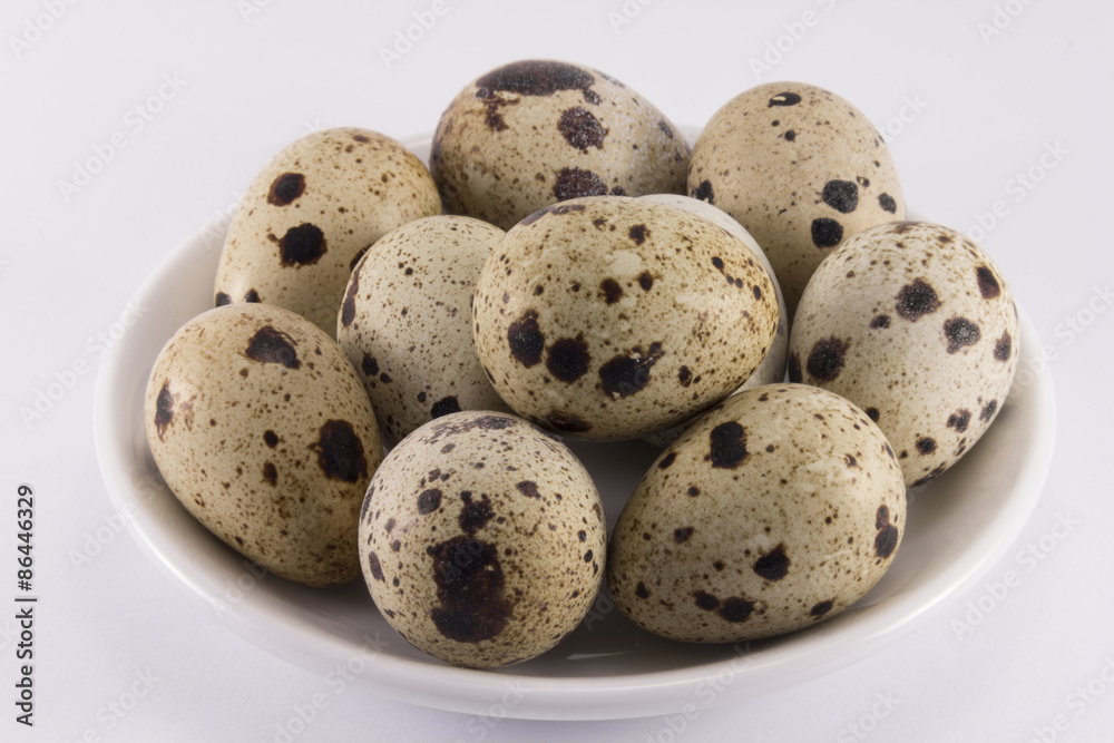 Quail eggs on a saucer