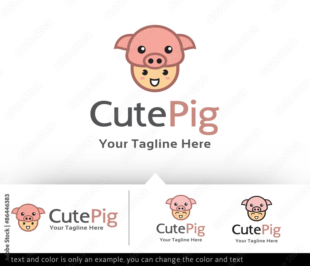 Fototapeta premium Cute Pig Logo Design Template 