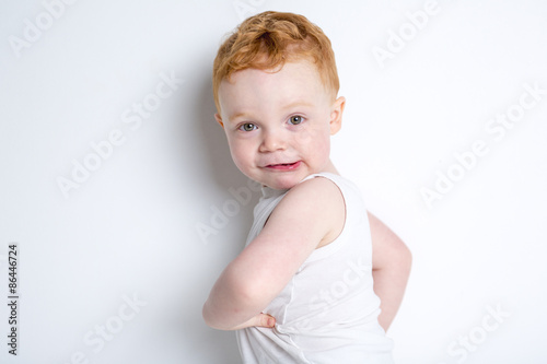 baby boy portrait over a isolated white background