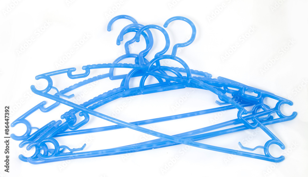 Fototapeta premium Blue Plastic Hanger isolated on white background