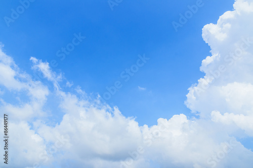 Light Blue sky with mostly cloudy white group