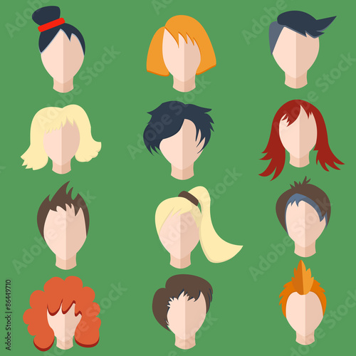 Set isolated men, women wigs