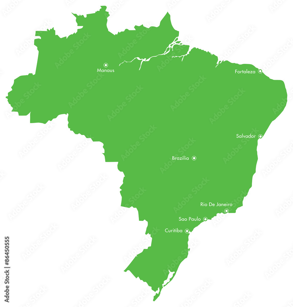 Obraz premium Map of Brazil with Cities