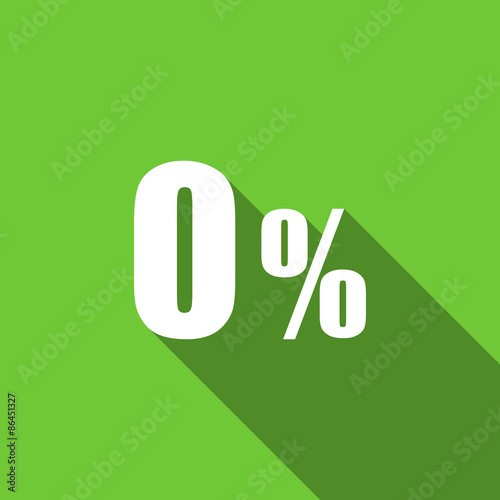 0 percent flat icon sale sign