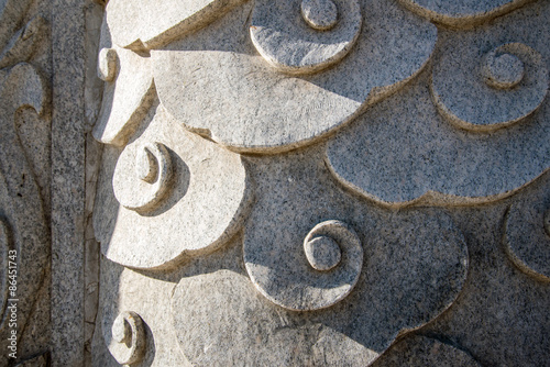 close-up of chinese style carved stone sculpture