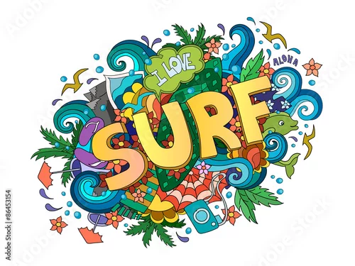 Obraz Surf  lettering design, hand-drawn t-shirt typographic  surfing