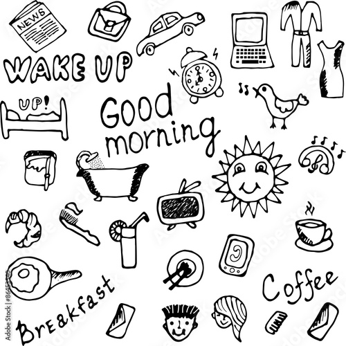 Morning icons set