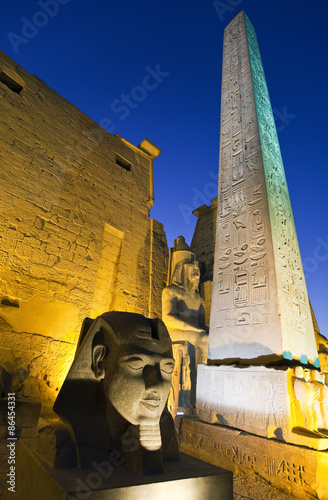 Egypt, a sculpture of the Ramses head in the Luxor archaeological site