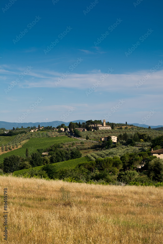 blue sky over Tuscany countryside ,  Italy
