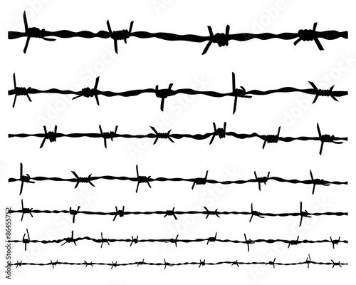 Black silhouette of the barbed wire