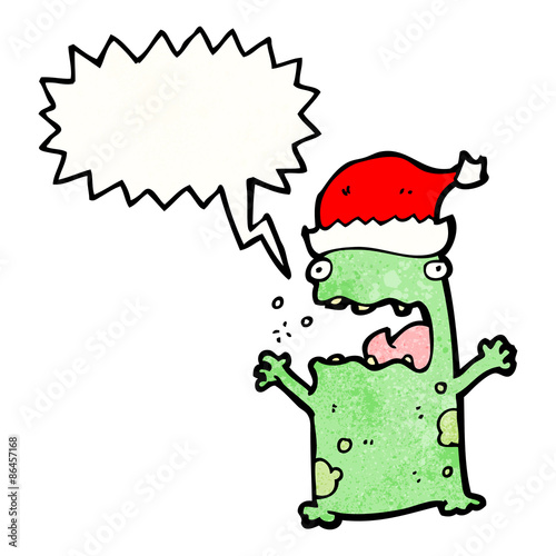 cartoon shouting christmas frog