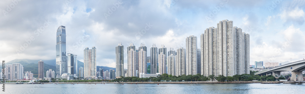 Fototapeta premium Panorama view of Harbor of Hong Kong City
