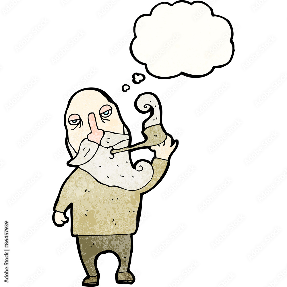 Obraz premium old man smoking pipe cartoon