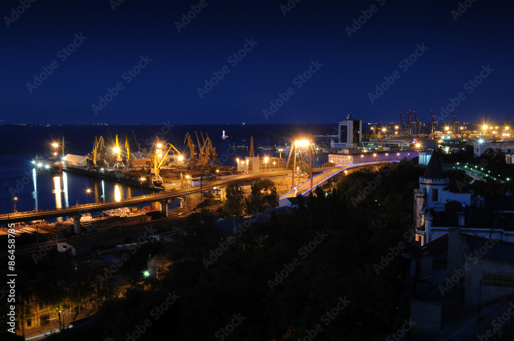 Night Port Odessa Ukraine