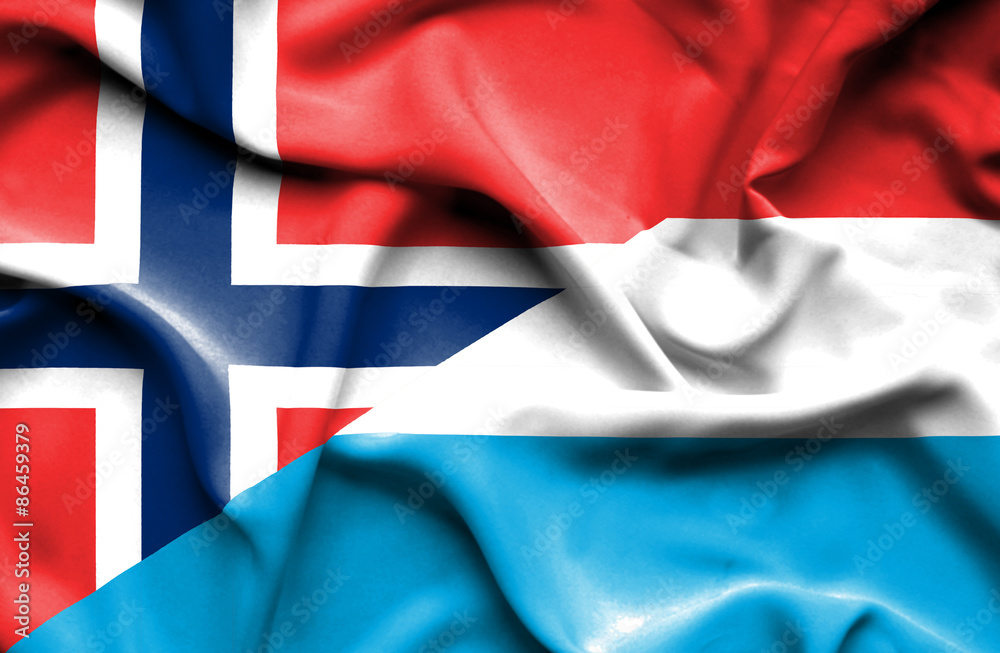 Waving flag of Luxembourg and Norway Waving flag of Luxembourg and Norway
