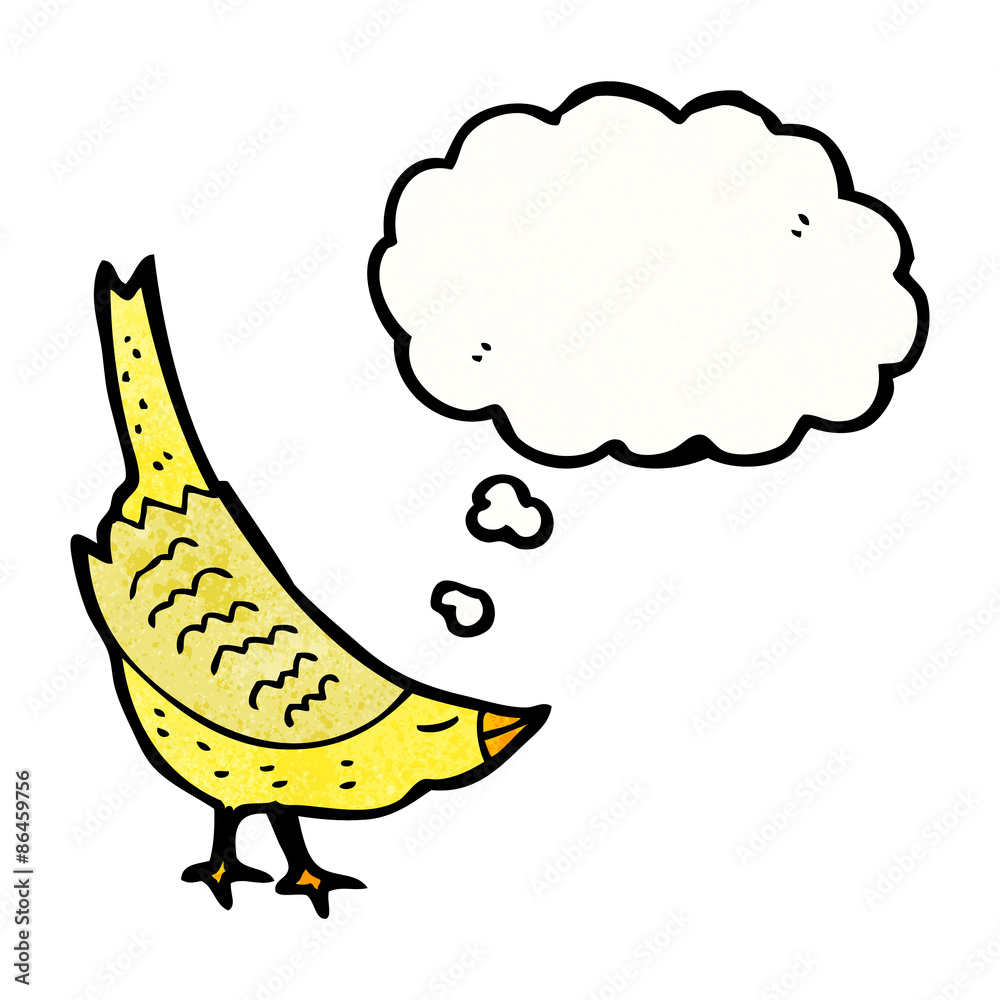 cartoon bird with thought bubble cartoon bird with thought bubble