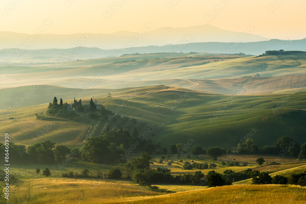 summer landscape of Tuscany, Italy. - obrazy, fototapety, plakaty 
