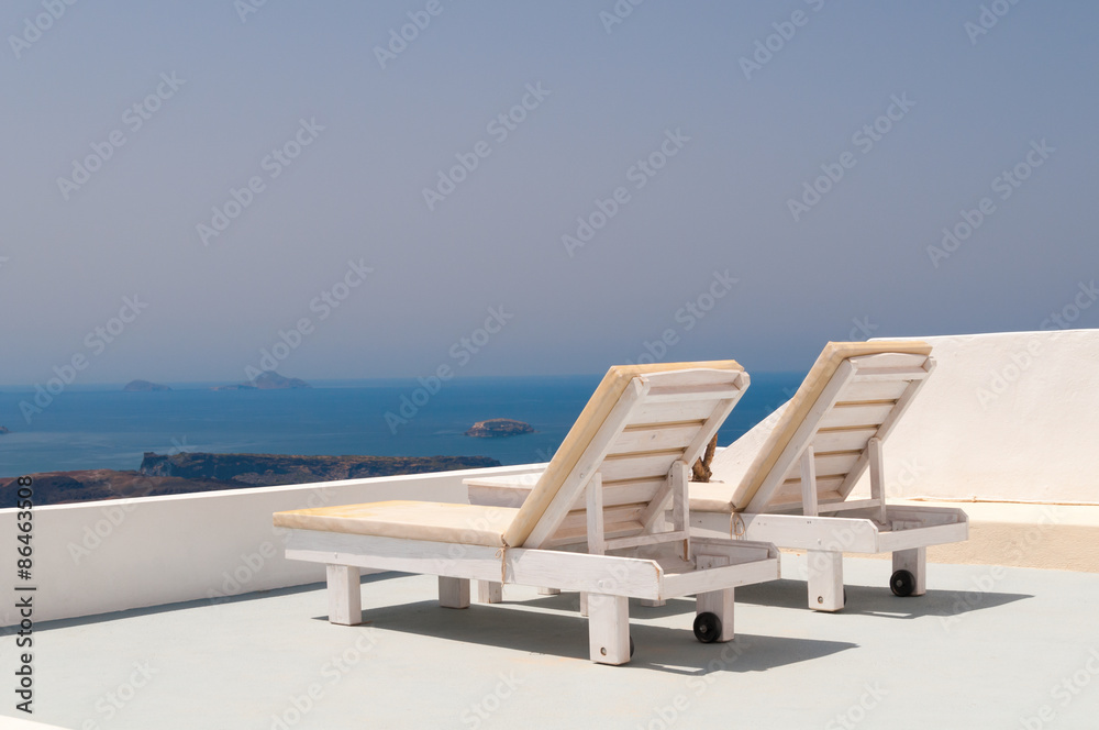 Fototapeta premium Two Sunbeds