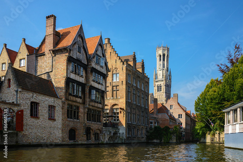 Medieval European City Bruges View from Canal
