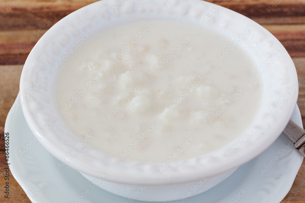 Brazilian dessert canjica of white corn Brazilian dessert canjica of white corn