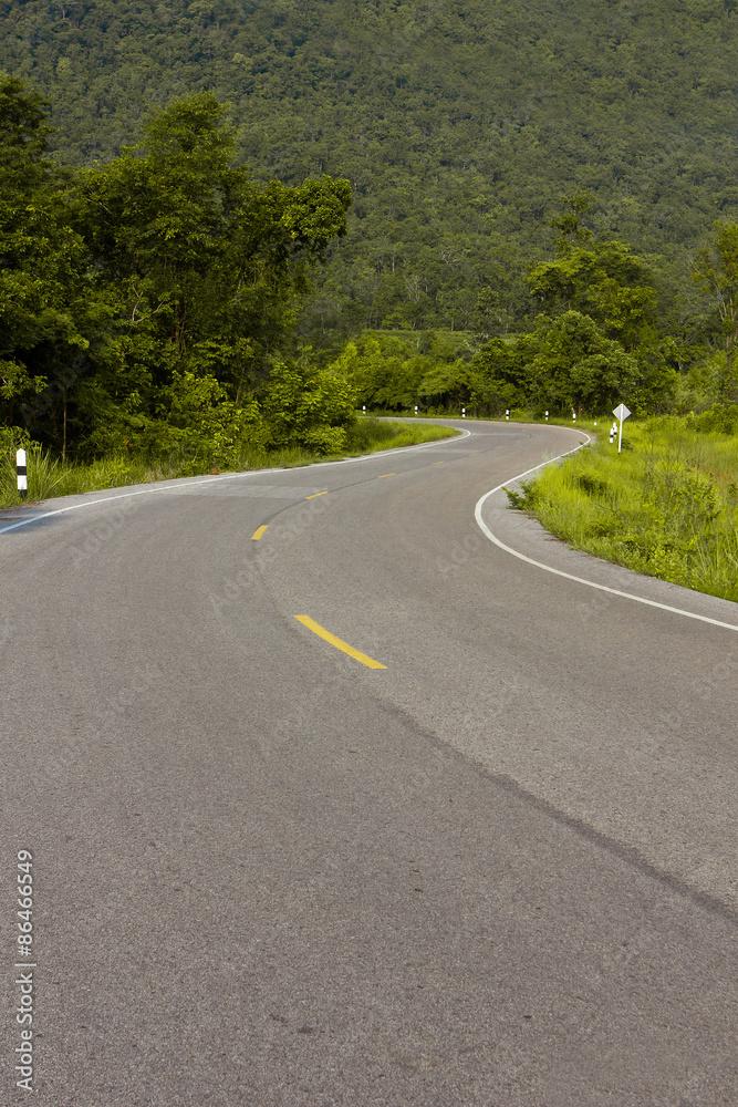 Beautiful road curves up the mountain