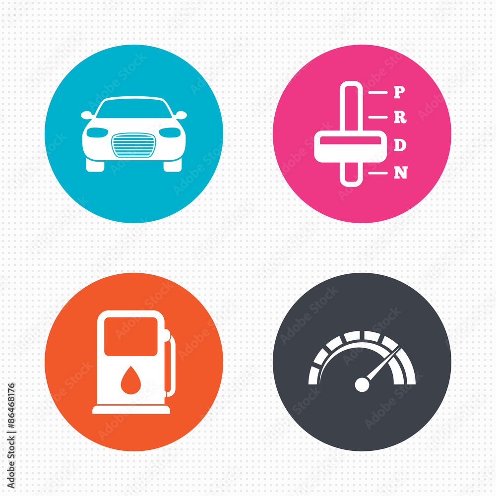 Transport icons. Tachometer and petrol station. Transport icons. Tachometer and petrol station.