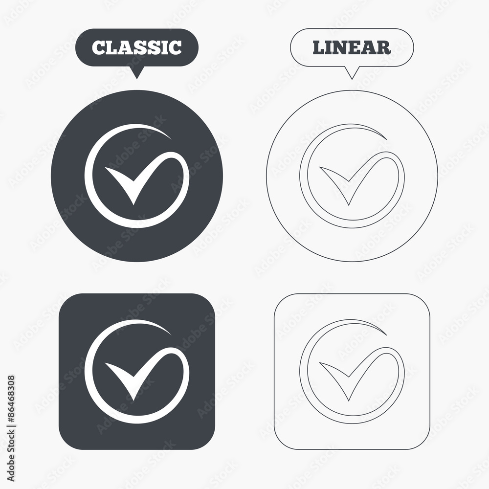 Tick sign icon. Check mark symbol. Tick sign icon. Check mark symbol.