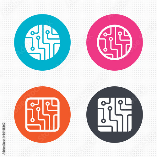Circuit board signs. Technology scheme icons.