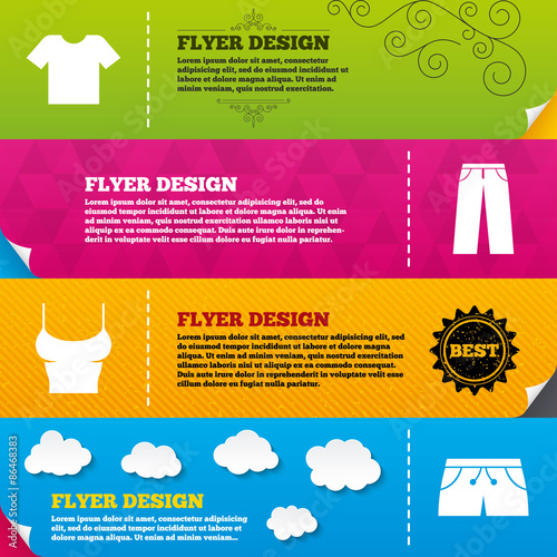 Clothes signs. T-shirt and pants with shorts.