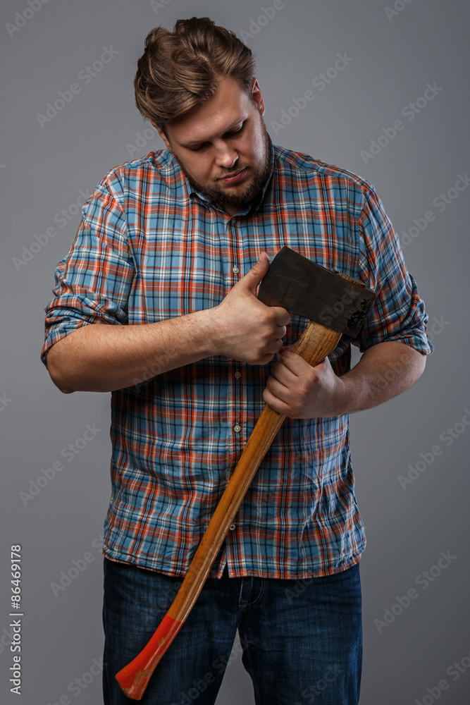 Bearded man with axe