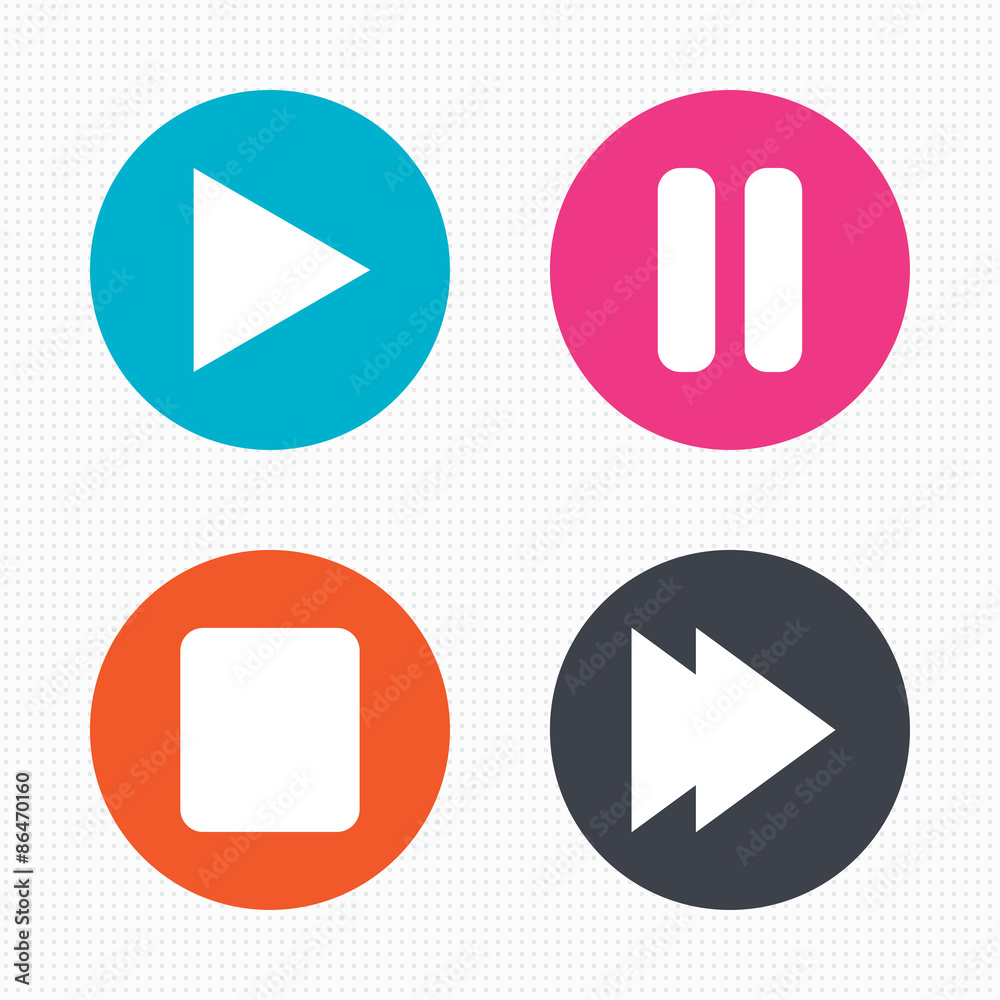Player navigation icons. Play, stop and pause. Player navigation icons. Play, stop and pause.