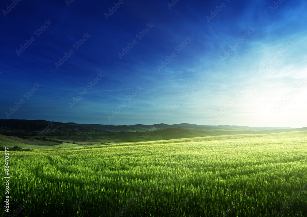 spring sunset in Tuscany, Italy