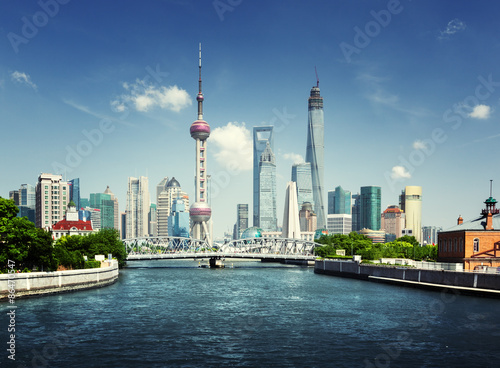 Shanghai skyline in sunny day, China
