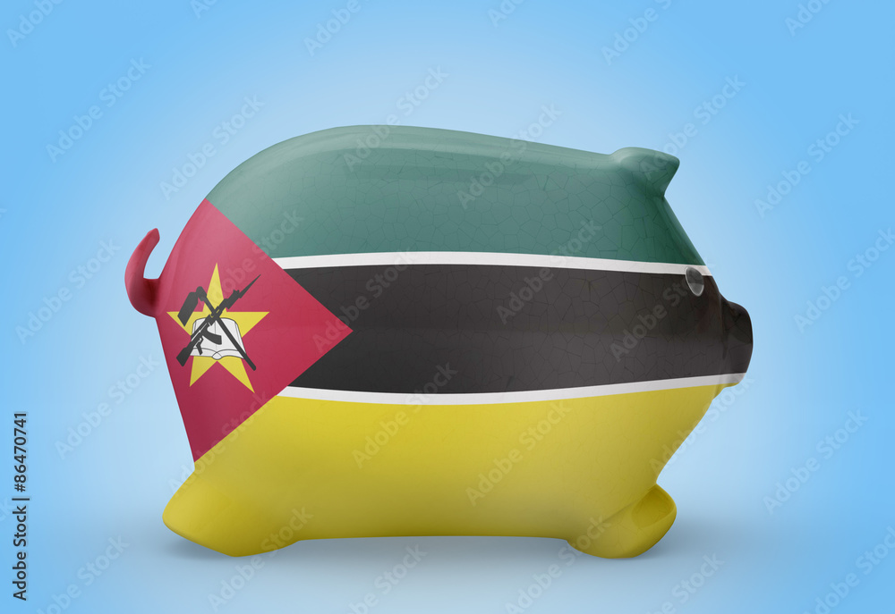 Piggy bank with the flag of Mozambique .(series) Piggy bank with the flag of Mozambique .(series)